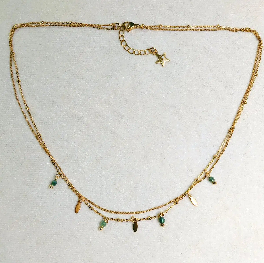 Collier PALOMA double en Agate mousse
