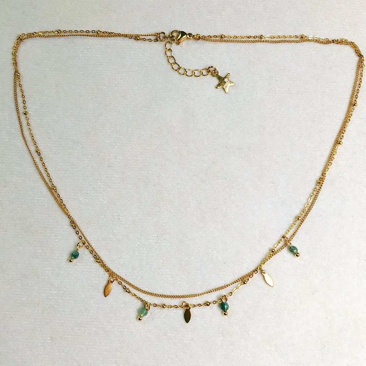 Collier PALOMA double en Agate mousse