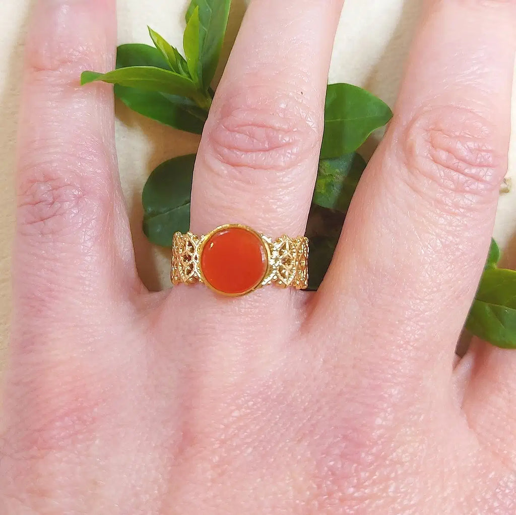 Bague réglable Dentelle Agate rouge
