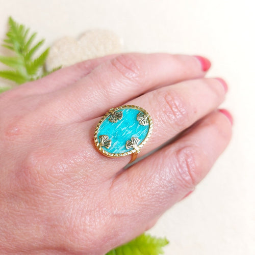 Bague réglable Ginkgo Amazonite