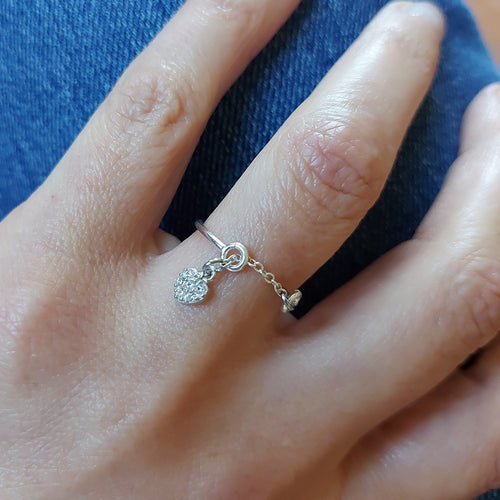 Bague coeur strassé en Argent 925