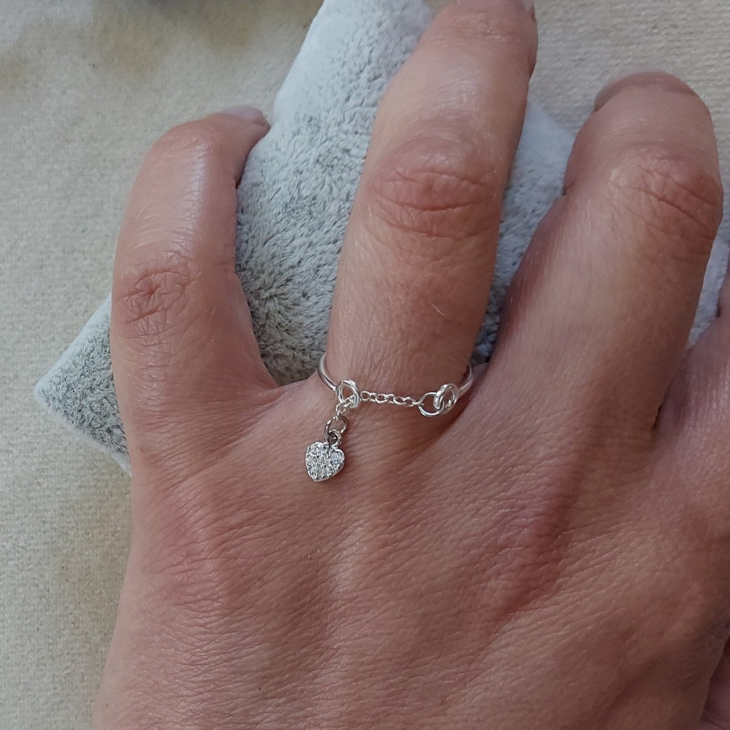 Bague coeur strassé en Argent 925