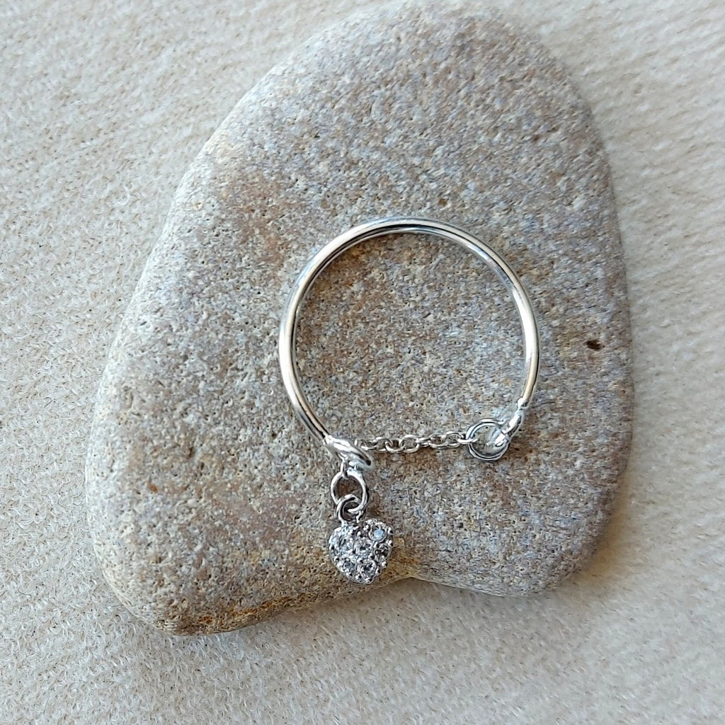 Bague coeur strassé en Argent 925