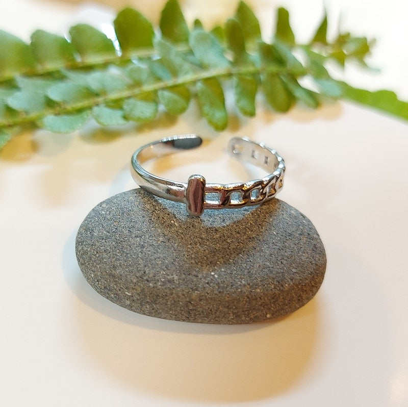 Bague Ikita réglable lisse et maillons