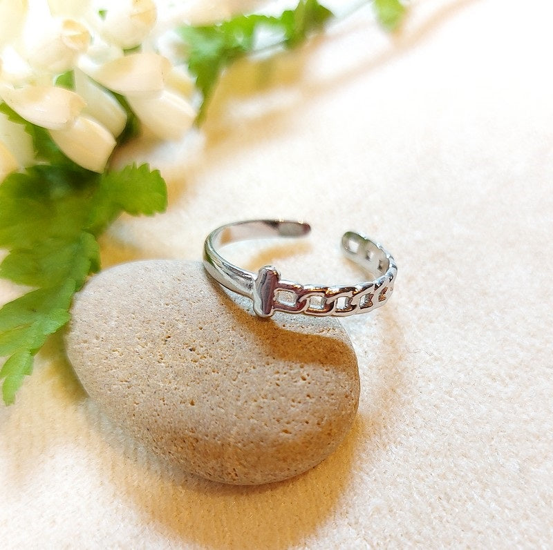 Bague Ikita réglable lisse et maillons