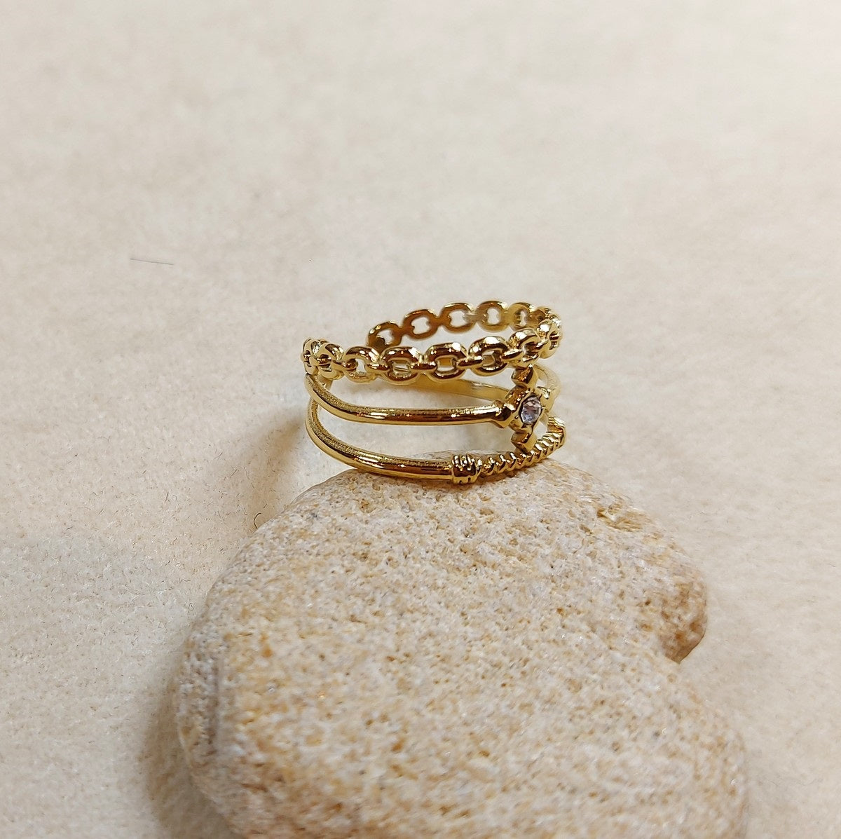 Bague Ikita réglable zirconium