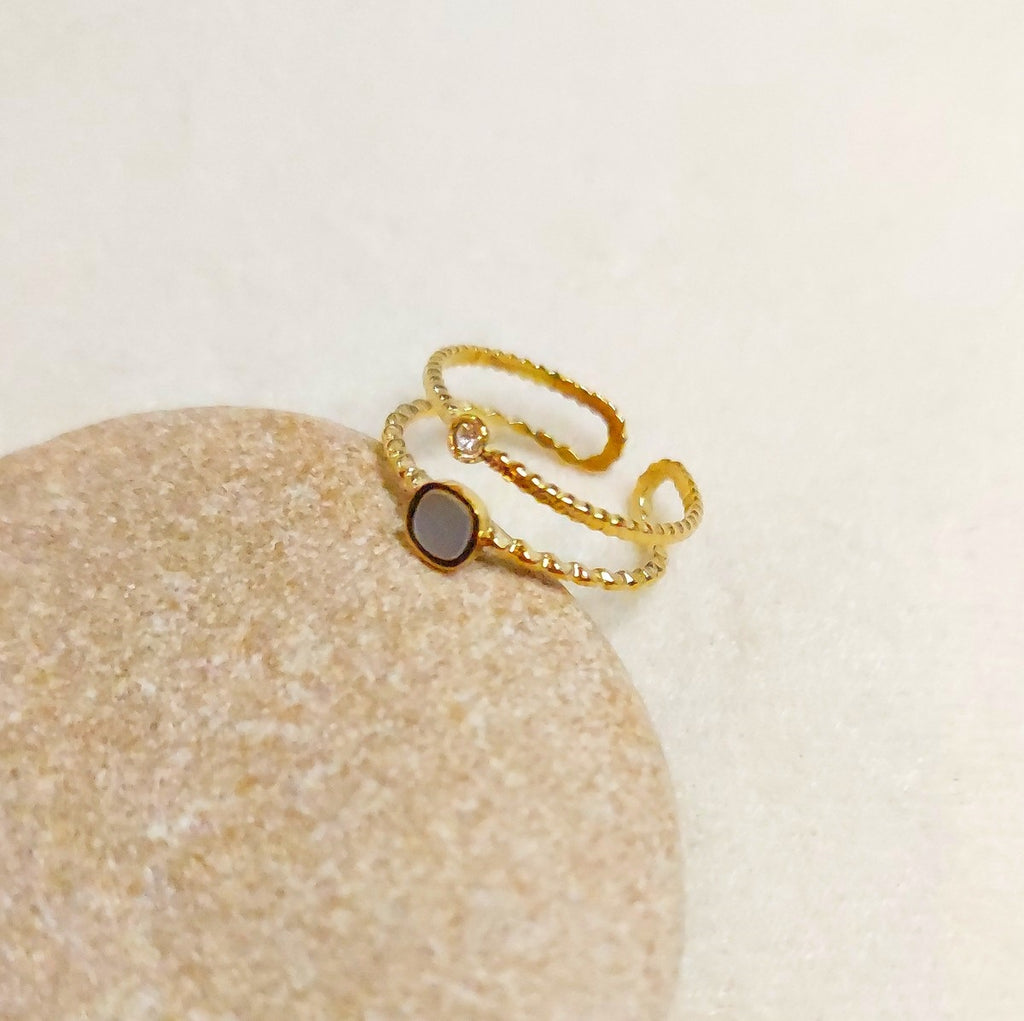 Bague réglable nacre et strass