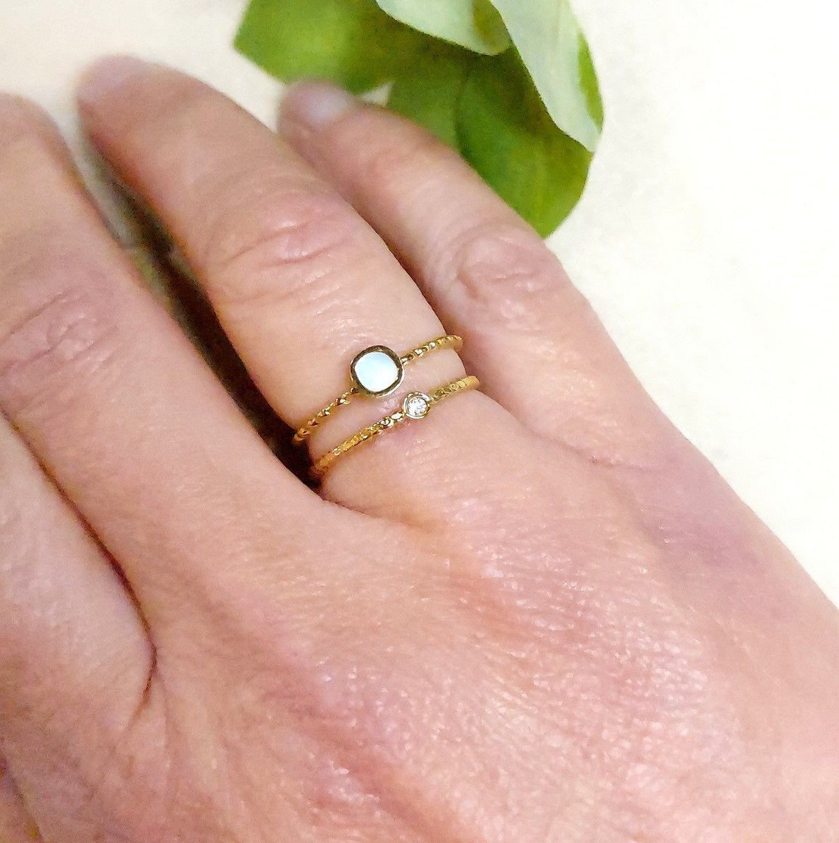 Bague réglable nacre et strass