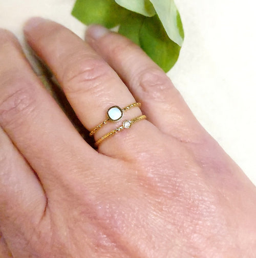 Bague réglable nacre et strass