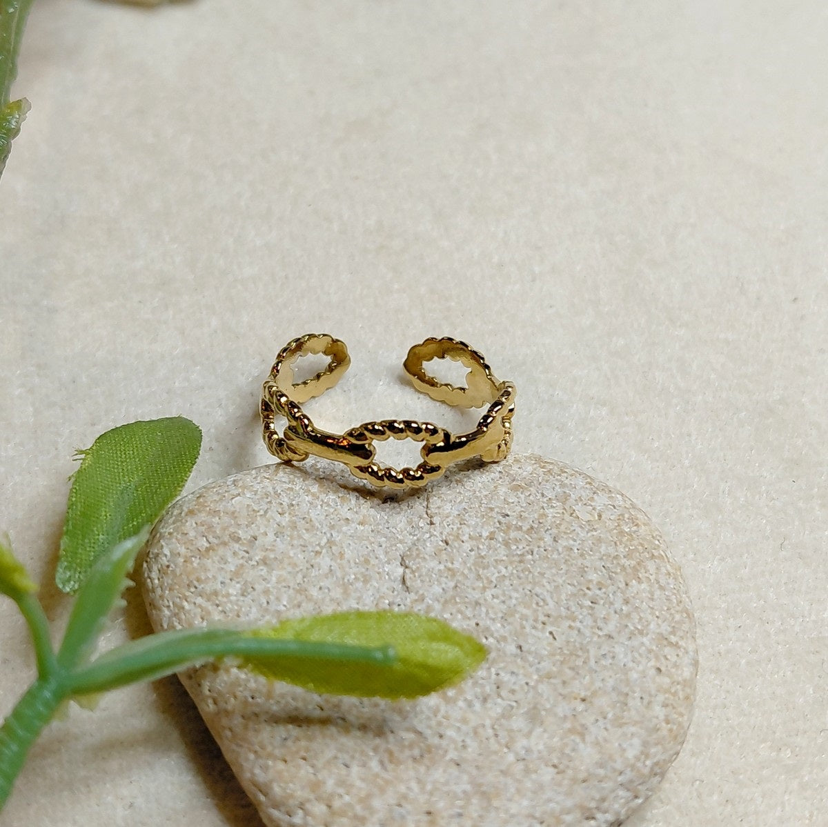 Bague réglable maillons torsadés