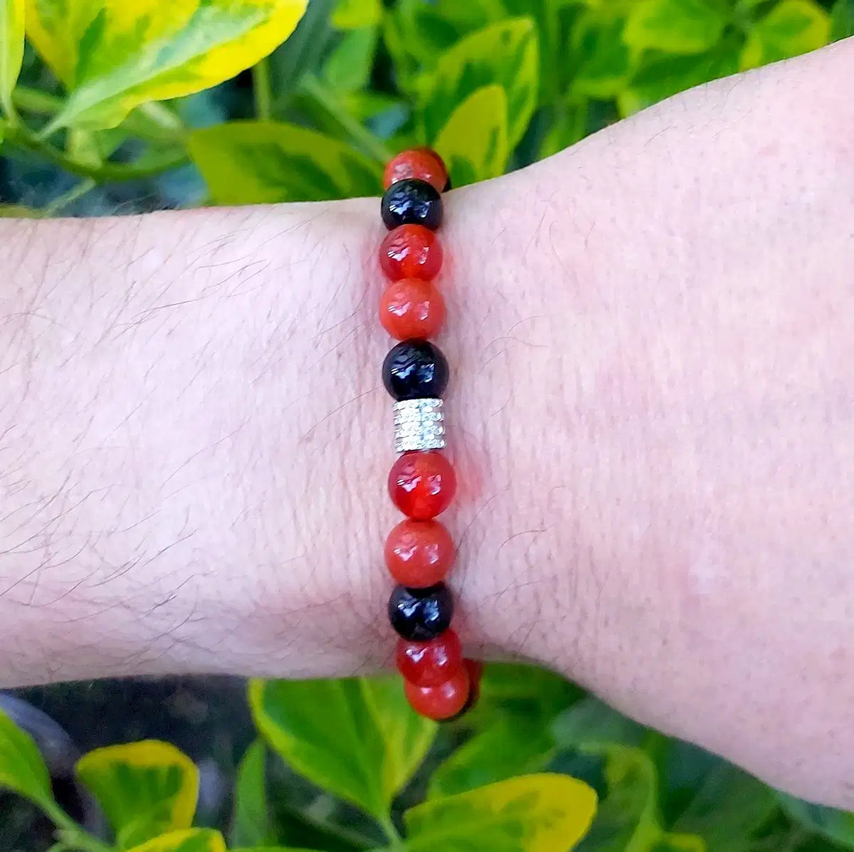 Bracelet Agate rouge, Jaspe rouge et Onyx noir