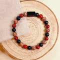 Bracelet FORCE et PROTECTION Jaspe rouge, Jaspe Léopard et Onyx mat