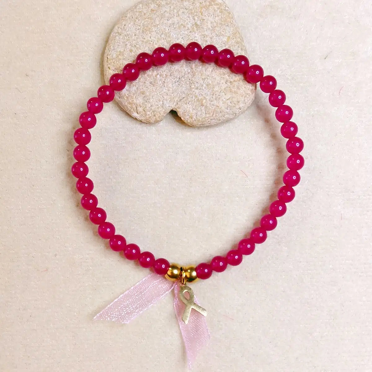 Bracelet Octobre Rose perles 4 mm de Jade Camélia
