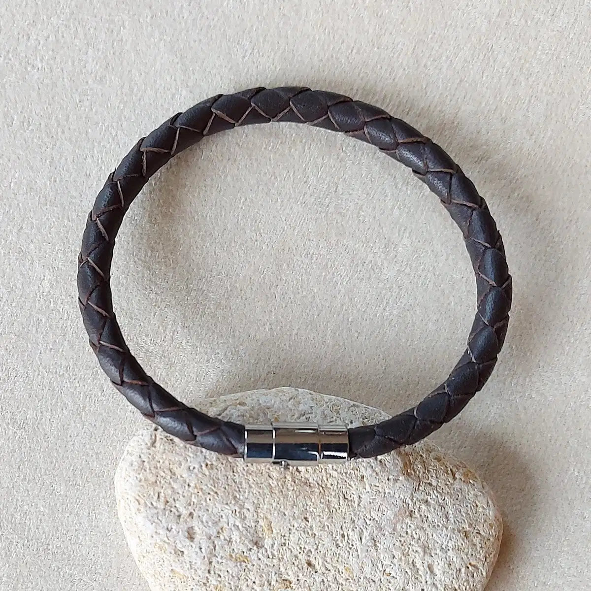 Bracelet Cuir et Acier noir tressé