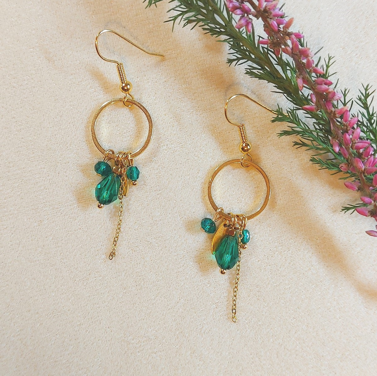 Boucles d'oreilles CHRISTIE vert émeraude