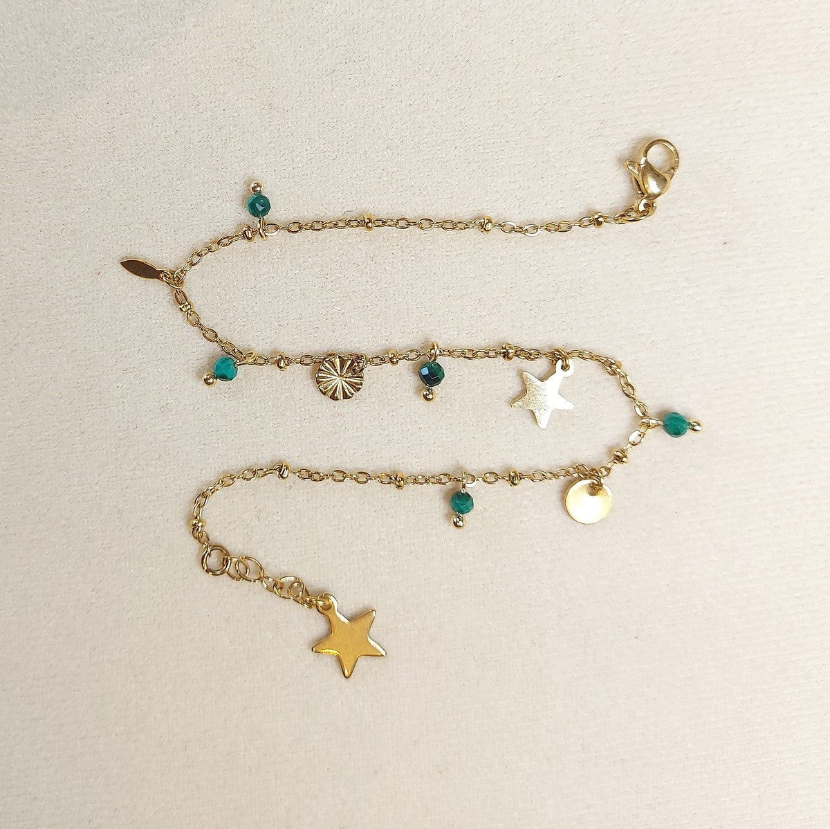 Chaîne de cheville Pampilles et Malachite