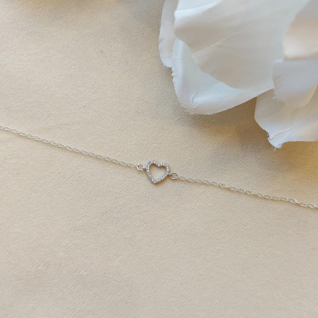 Bracelet Coeur strassé en Argent 925