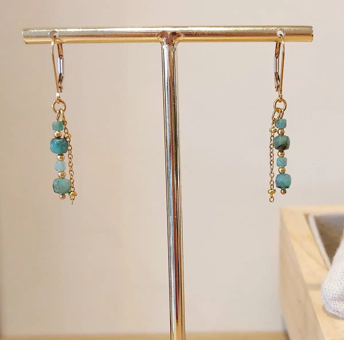 Boucles KALIS Émeraude en plaqué or