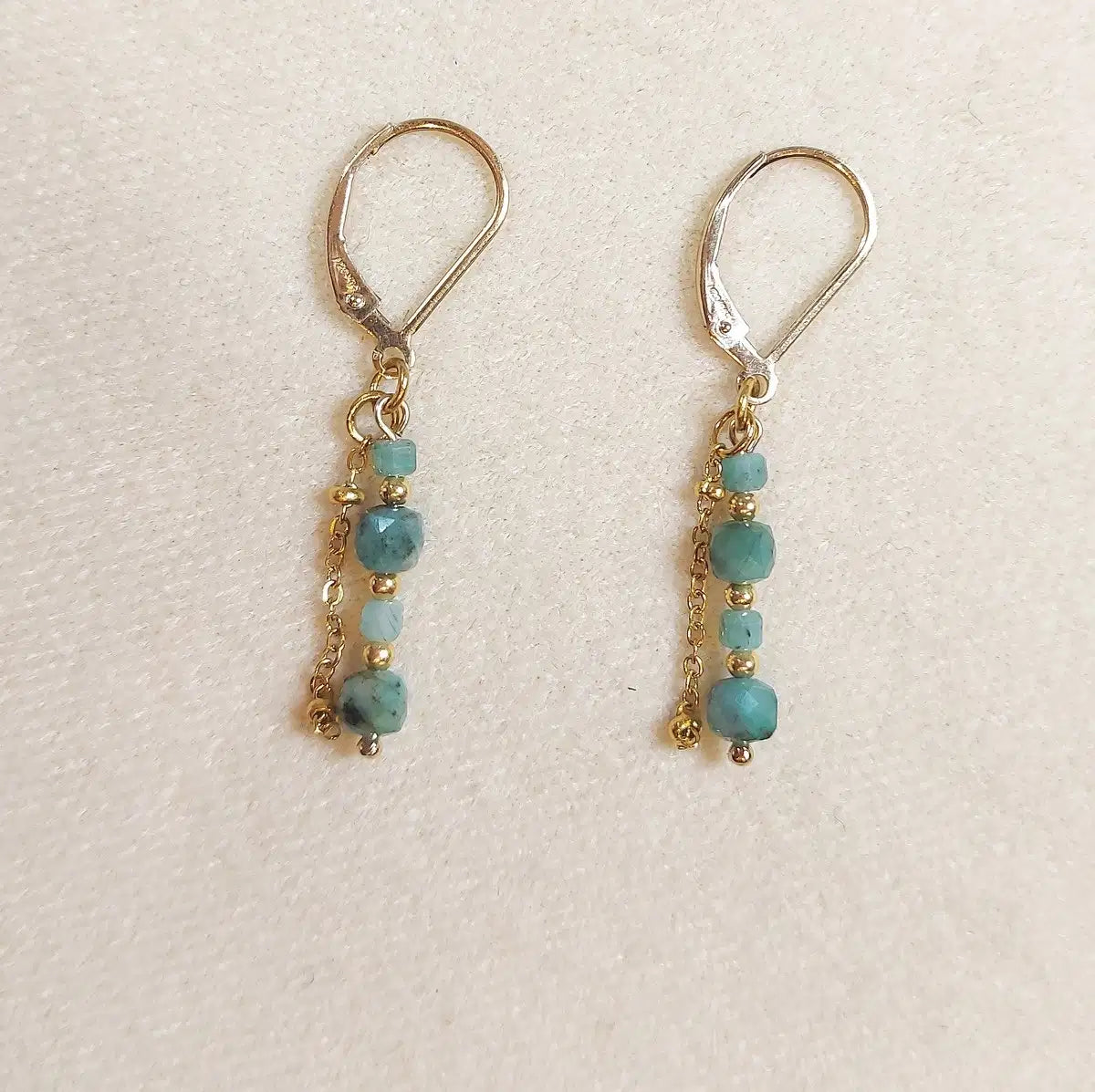 Boucles KALIS Émeraude en plaqué or