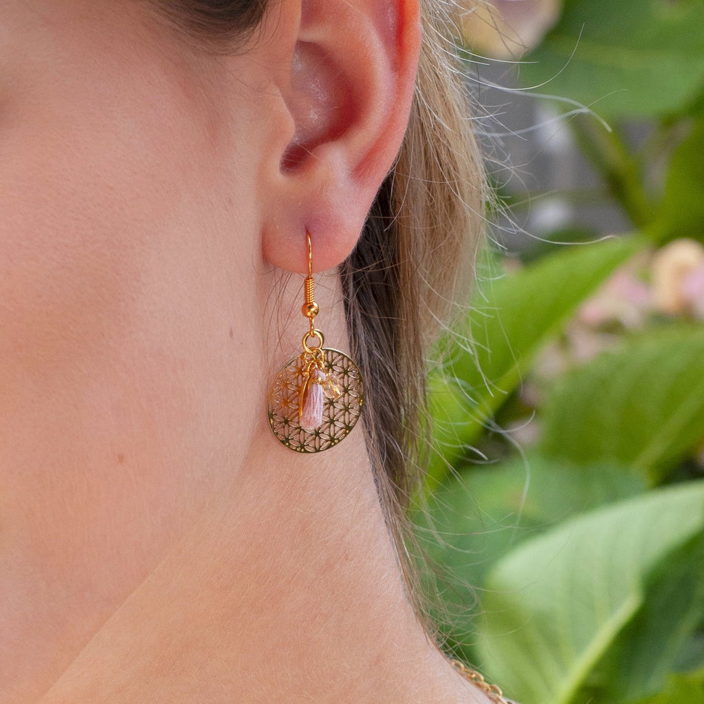 Boucles FLEUR DE VIE rose