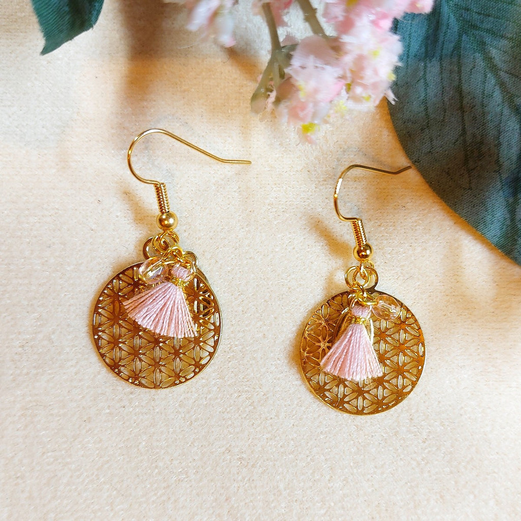 Boucles FLEUR DE VIE rose