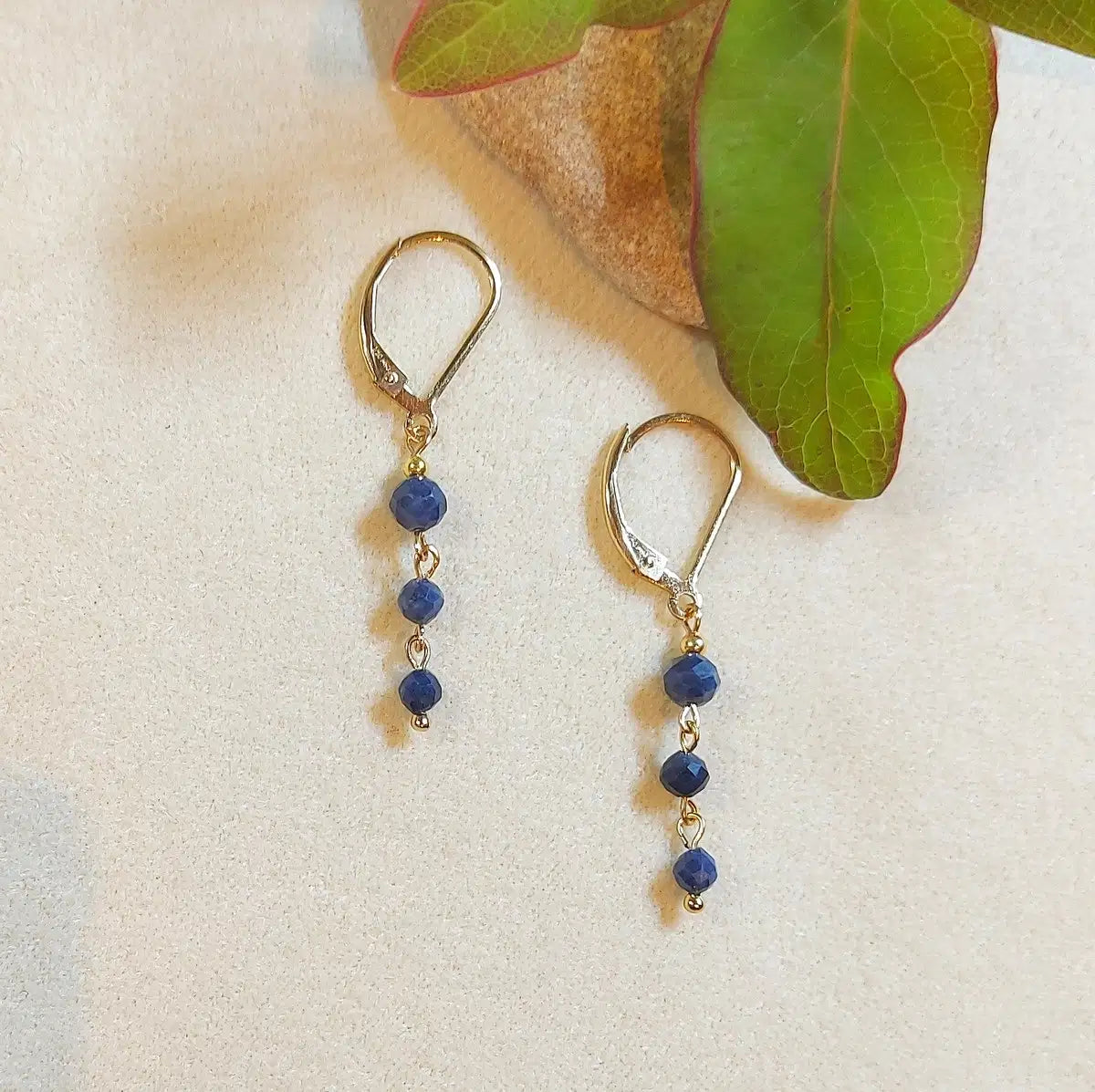Boucles d'oreilles MARGOT Saphir en Plaqué or
